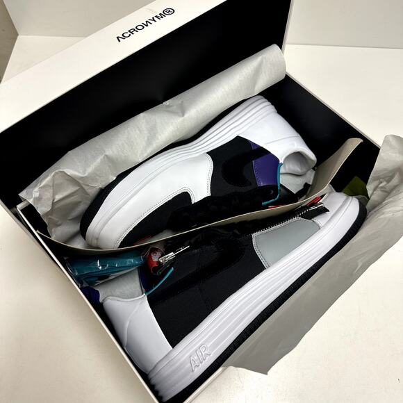 NIB NWT Nike Lunar Force 1 SP / Acronym Low Black White Sneaker Men's 9.5 - Picture 1 of 12